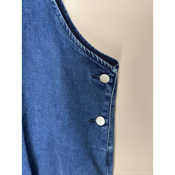 Agnes Orinda Denim Overall Dress Womens 2X Blue Distressed Raw Hem Jean Skirt - Picture 7 of 8
